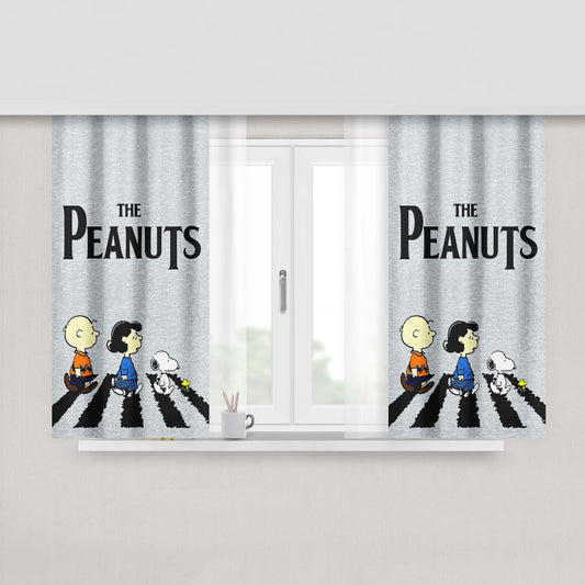 The Peanuts Gang Street Grey Peach Skin Window Curtains
