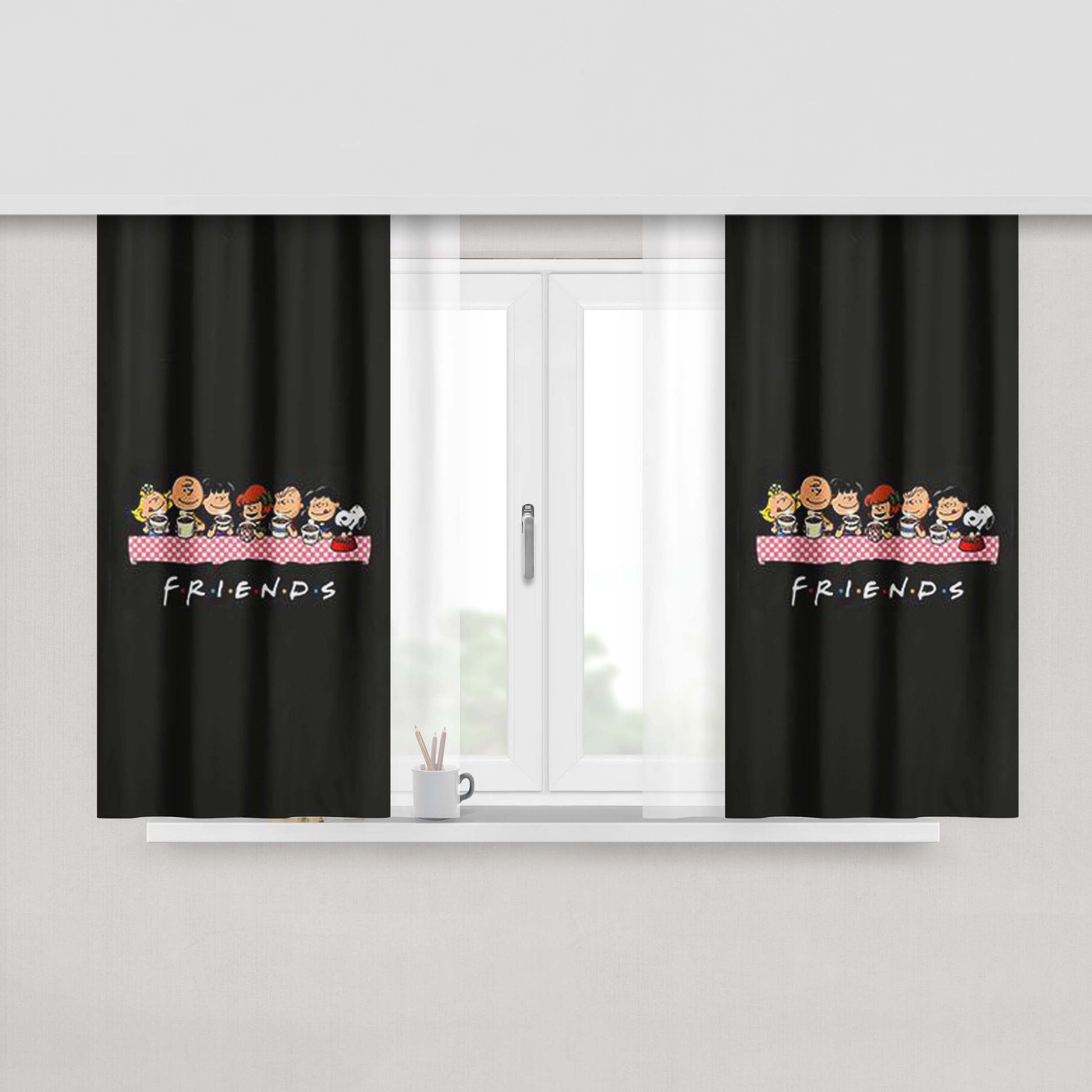 The Peanuts Snoopy Friend Peach Skin Window Curtains
