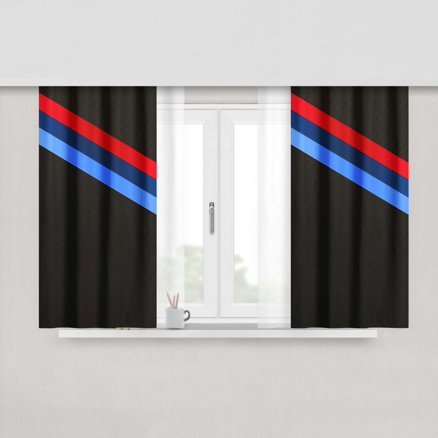 Three Color Line Bmw Peach Skin Window Curtains