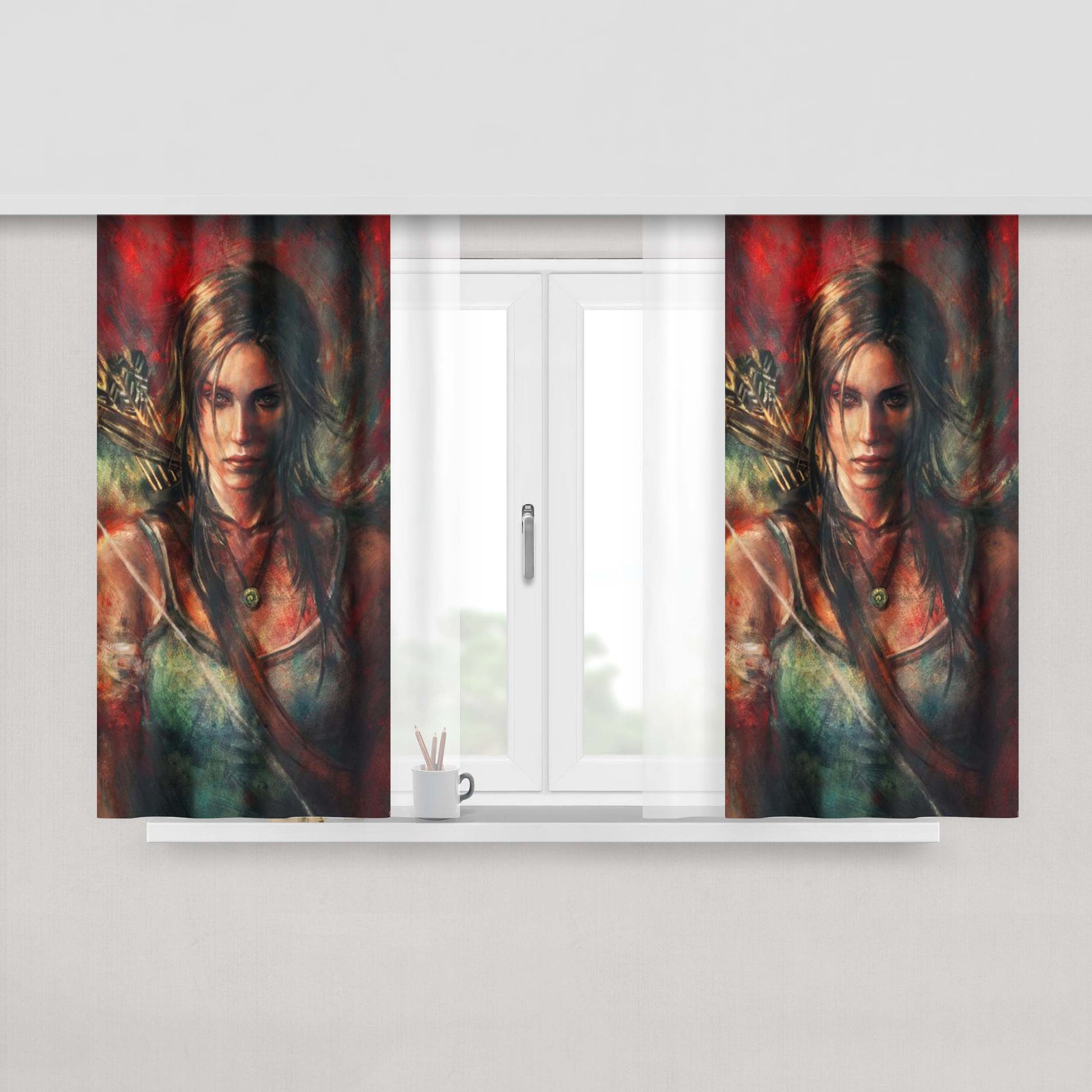 Tomb Raider Lara Croft Peach Skin Window Curtains