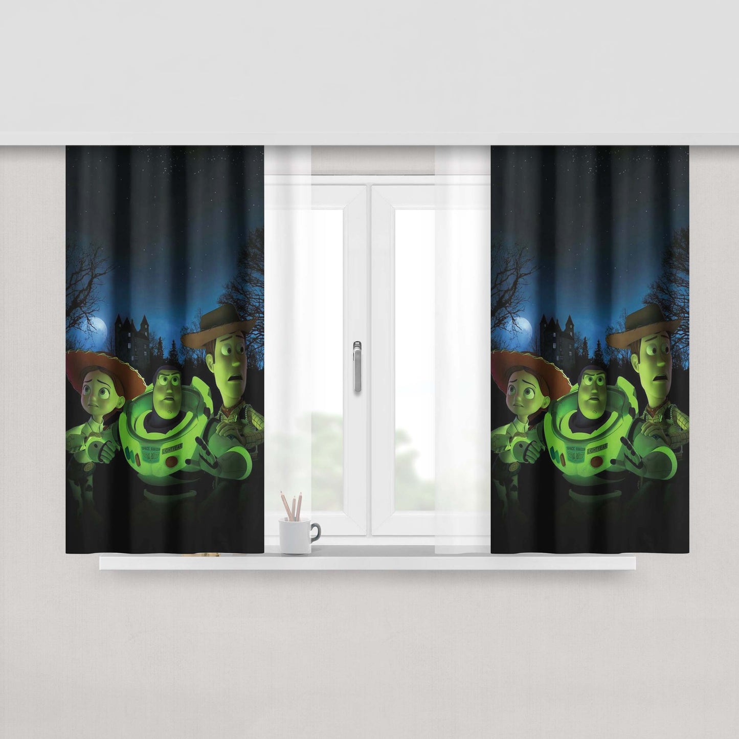 Toy Story Halloween Peach Skin Window Curtains