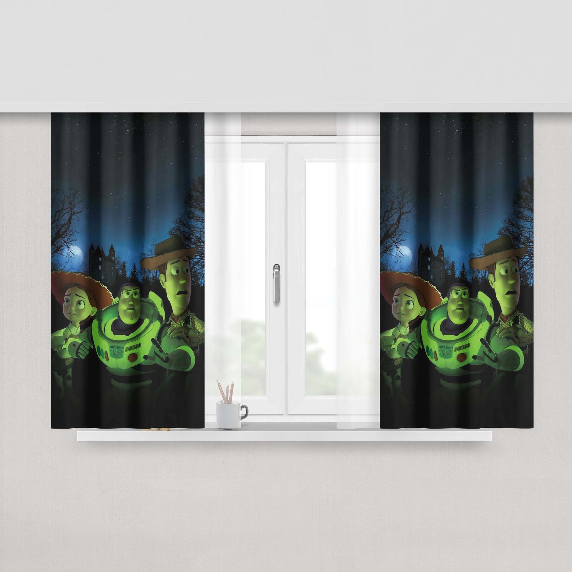 Toy Story Halloween Peach Skin Window Curtains