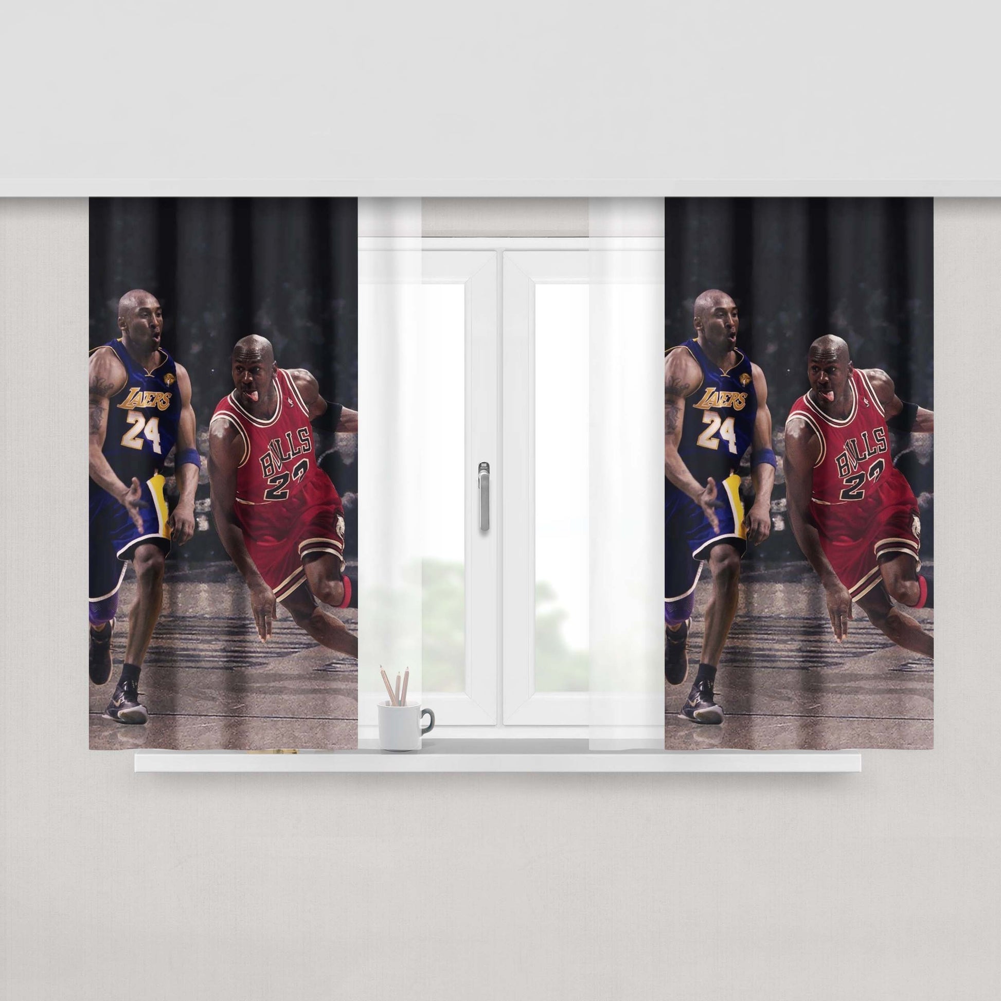 Two Legend Jordan Vs Kobe Nba Peach Skin Window Curtains