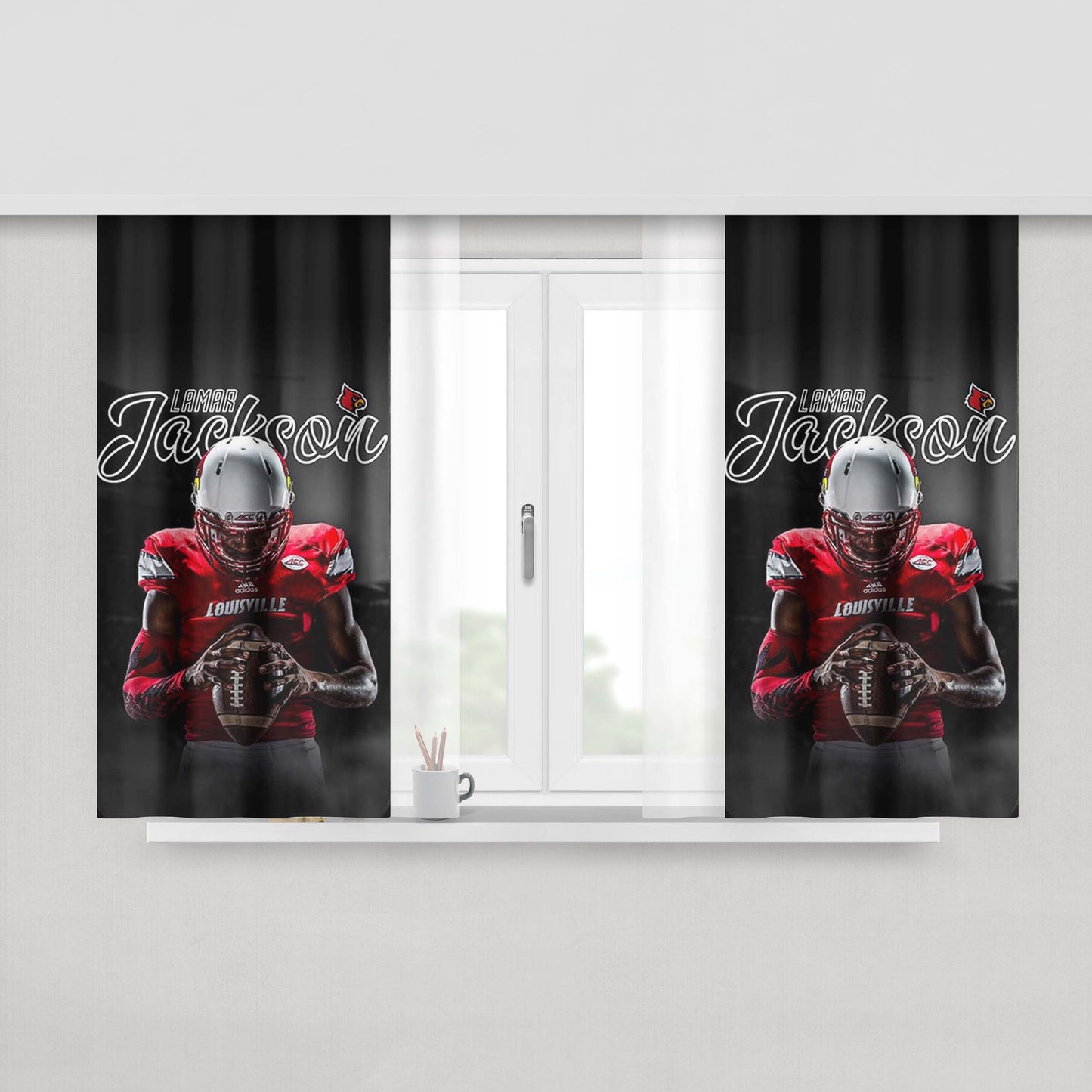 University Of Louisville Lamar Jackson Peach Skin Window Curtains