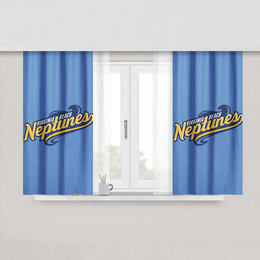 Virginia Beach Neptunes Baseball Logo Blue Peach Skin Window Curtains