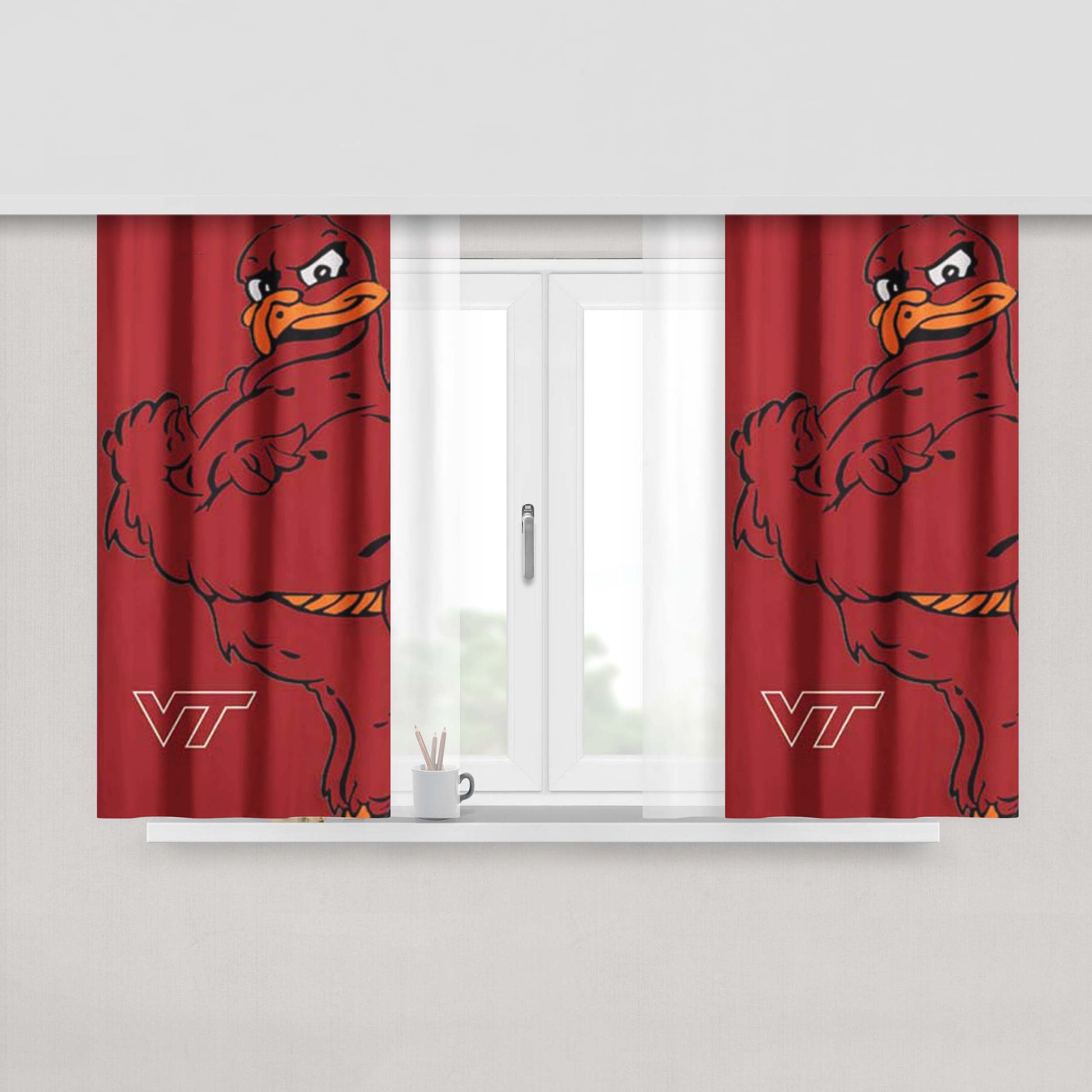 Virginia Tech Hokies Logo Big Peach Skin Window Curtains