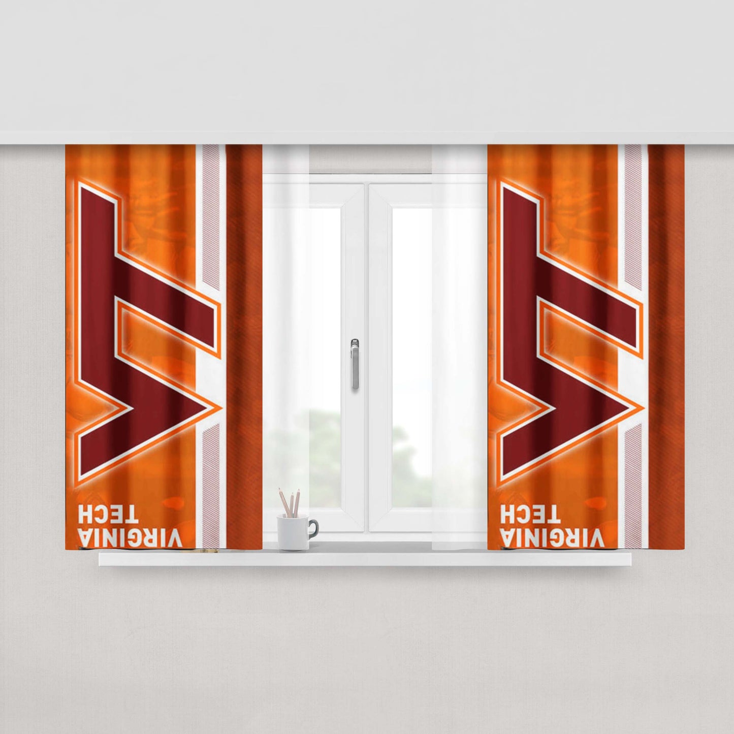 Virginia Tech Stripe Peach Skin Window Curtains