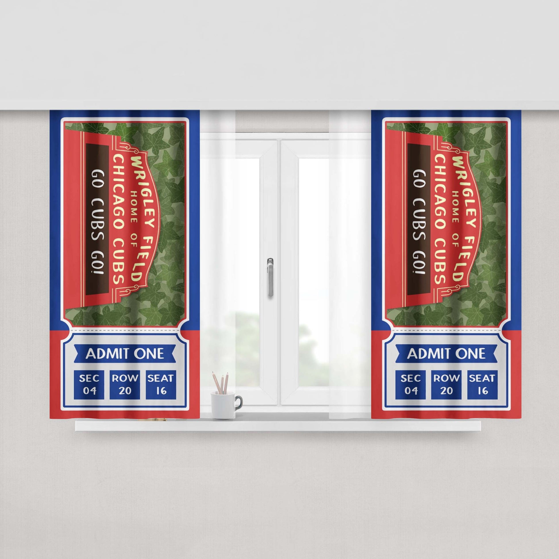 Wrigley Field Home Of Chicago Cubs Peach Skin Window Curtains