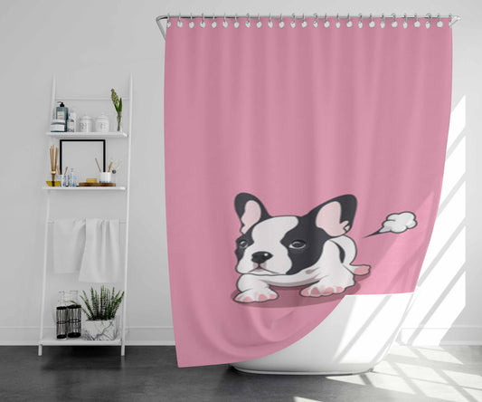 Pied French Bulldog Bathroom Shower Curtain Fabric Waterproof | 66 X 72 Inch