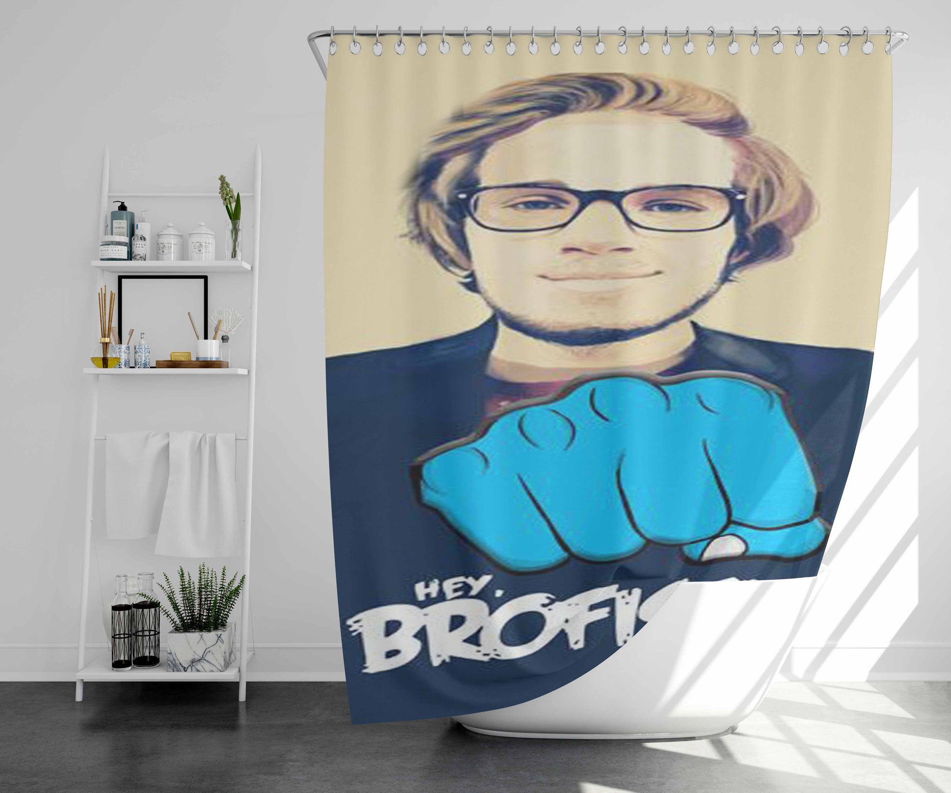 Piewdiepie Bathroom Shower Curtain Fabric Waterproof | 66 X 72 Inch