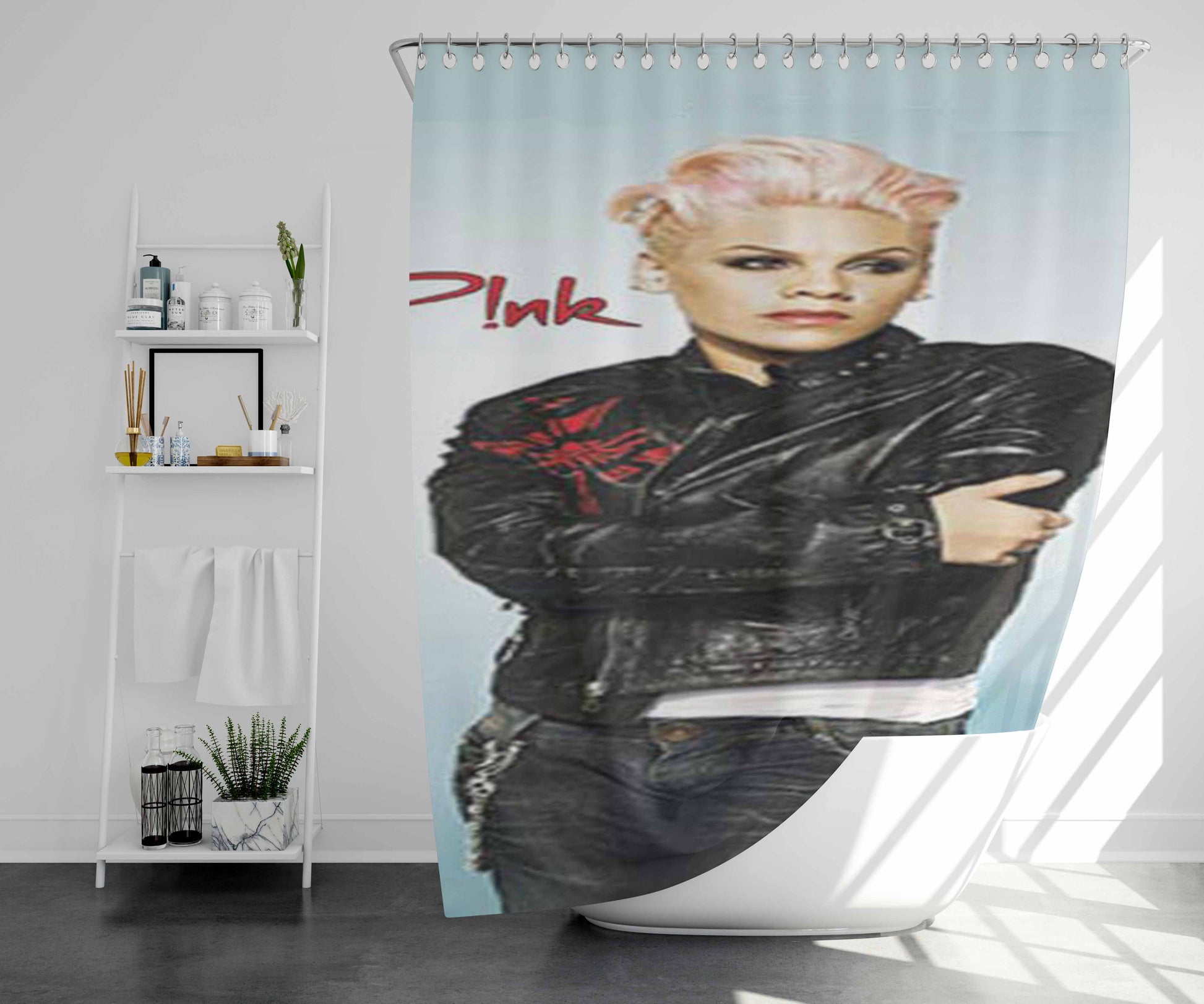 Pink Arms Crossed Bathroom Shower Curtain Fabric Waterproof | 66 X 72 Inch