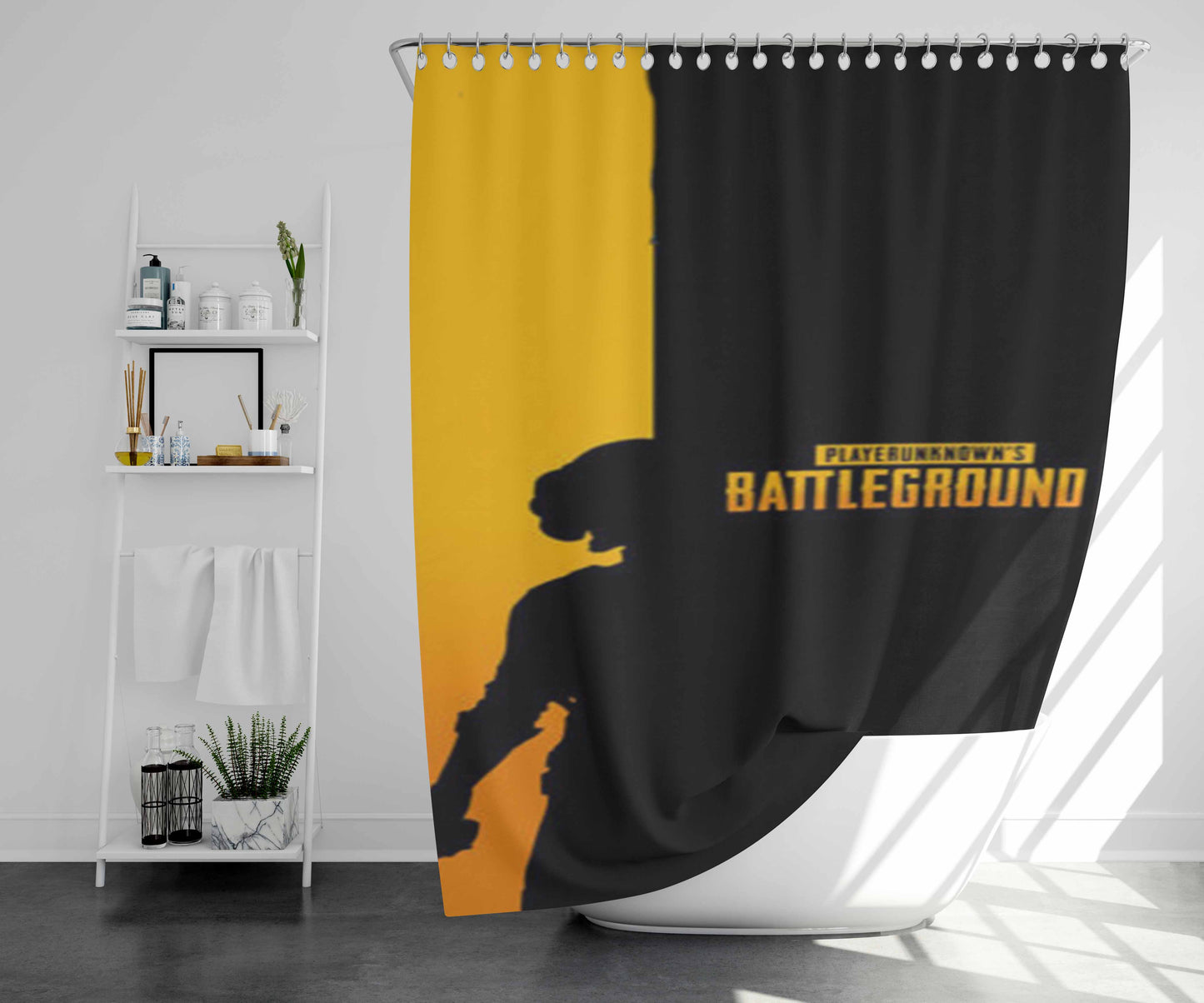 Player Battlegrounds Bathroom Shower Curtain Fabric Waterproof | 66 X 72 Inch