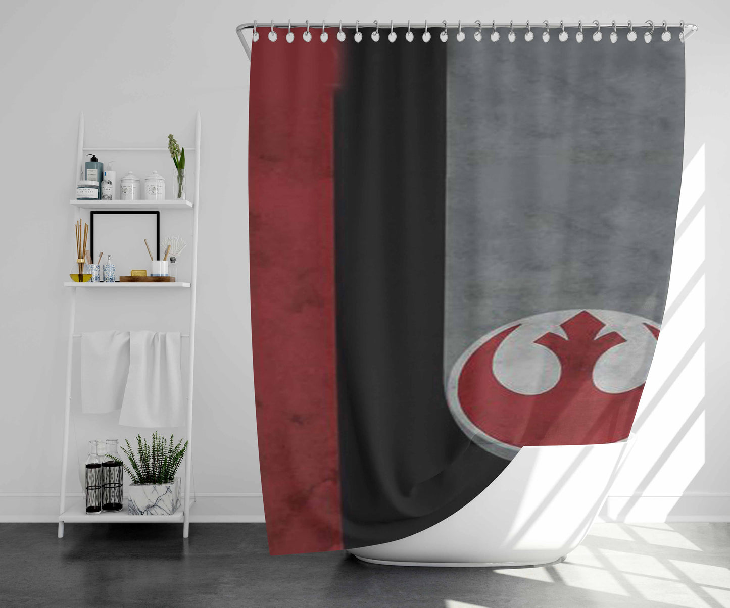 Poe'S Helmet Pattern Bathroom Shower Curtain Fabric Waterproof | 66 X 72 Inch