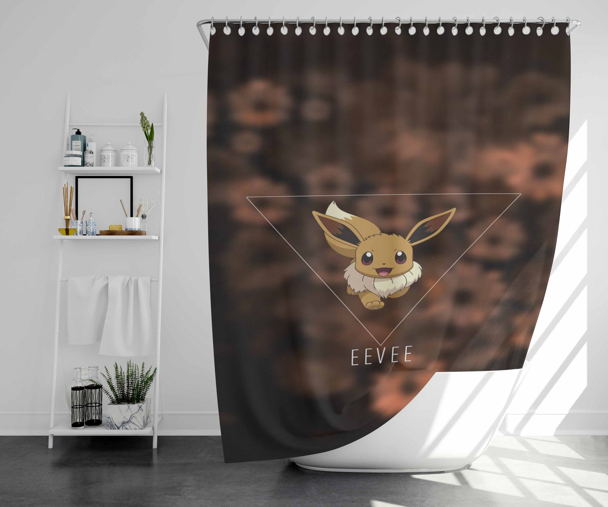 Pokemnon Eeve 3 Bathroom Shower Curtain Fabric Waterproof | 66 X 72 Inch