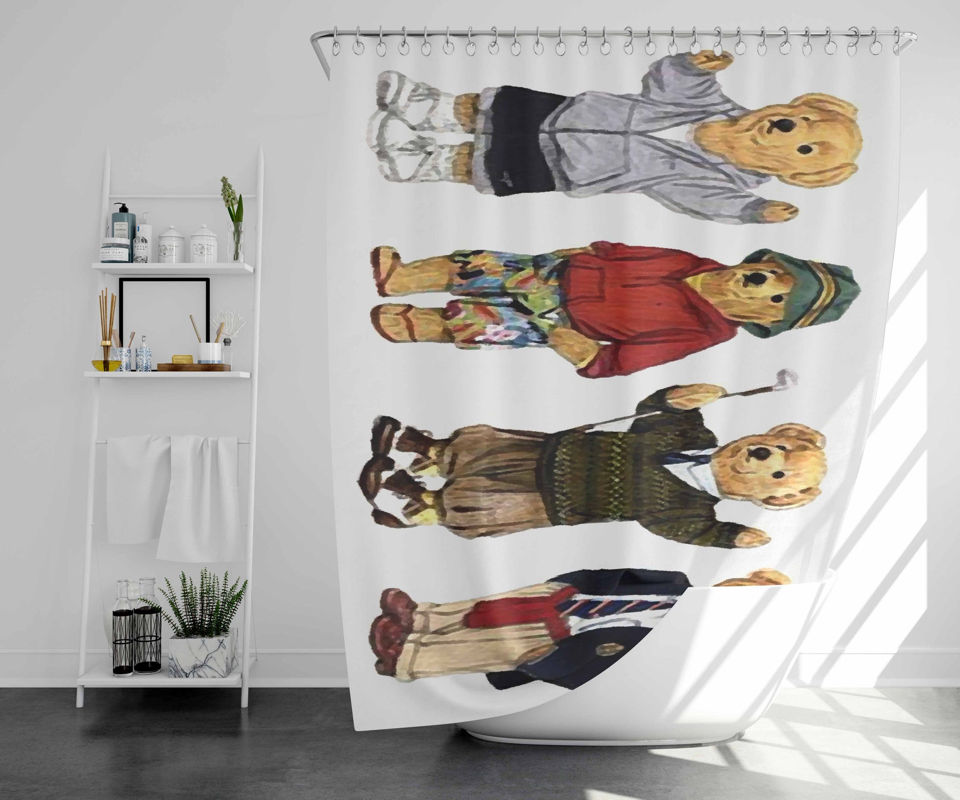Polo Bear Collection School Bathroom Shower Curtain Fabric Waterproof | 66 X 72 Inch