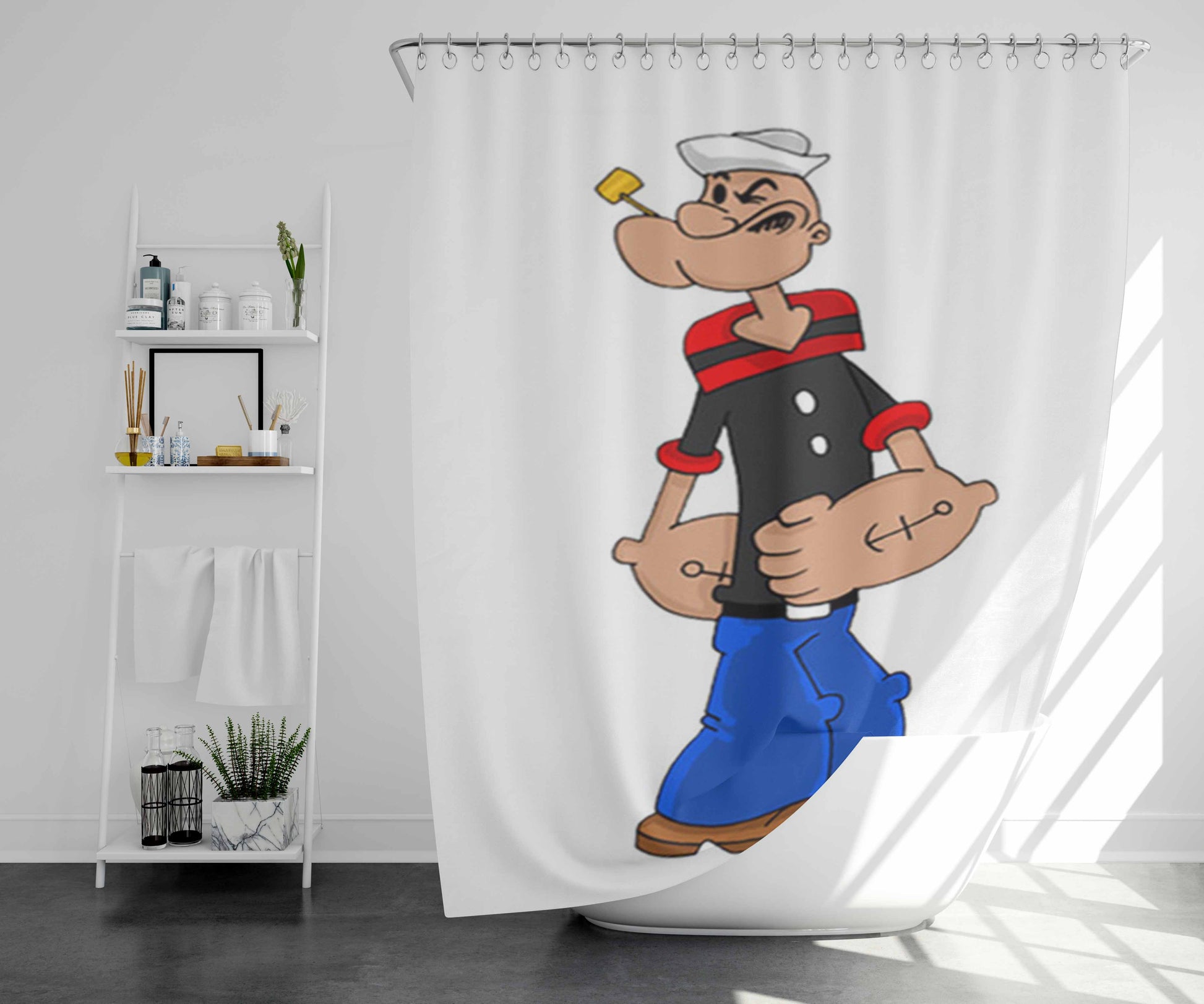 Popeye Bathroom Shower Curtain Fabric Waterproof | 66 X 72 Inch