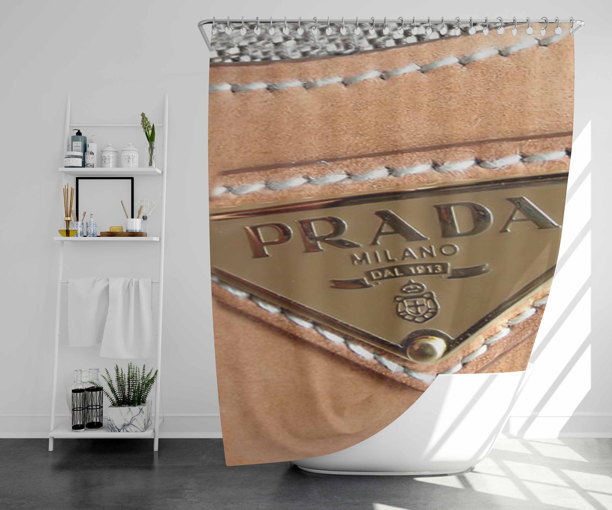 Prada Logo Bag Bathroom Shower Curtain Fabric Waterproof | 66 X 72 Inch