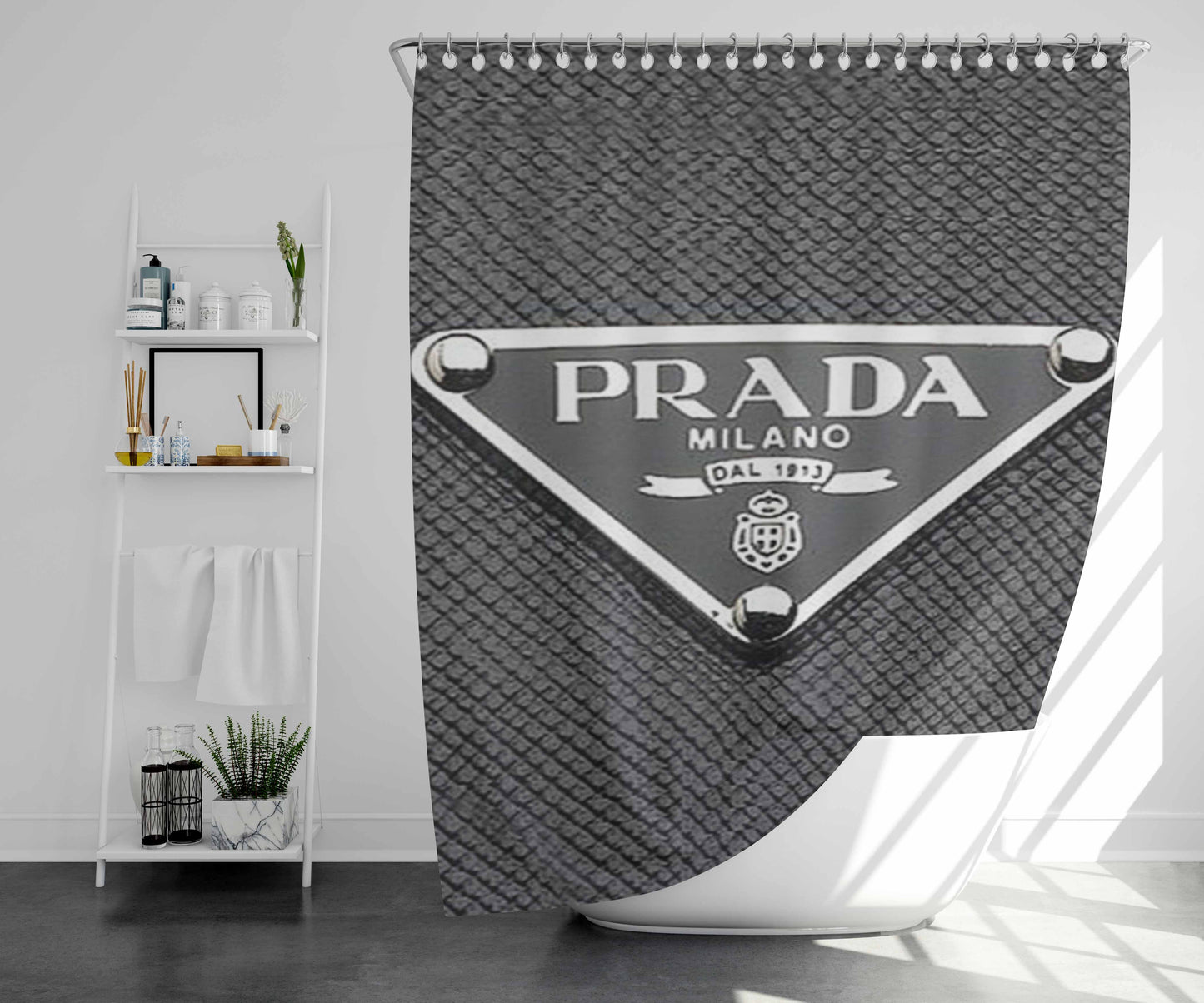 Prada Milano Leather Bathroom Shower Curtain Fabric Waterproof | 66 X 72 Inch