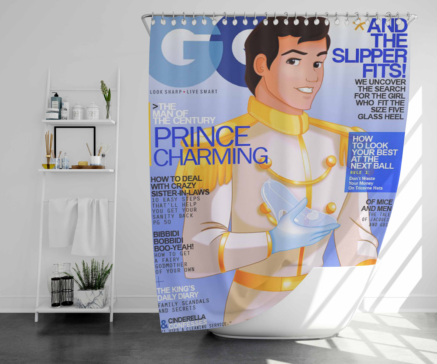 Prince Charming Gq Bathroom Shower Curtain Fabric Waterproof | 66 X 72 Inch