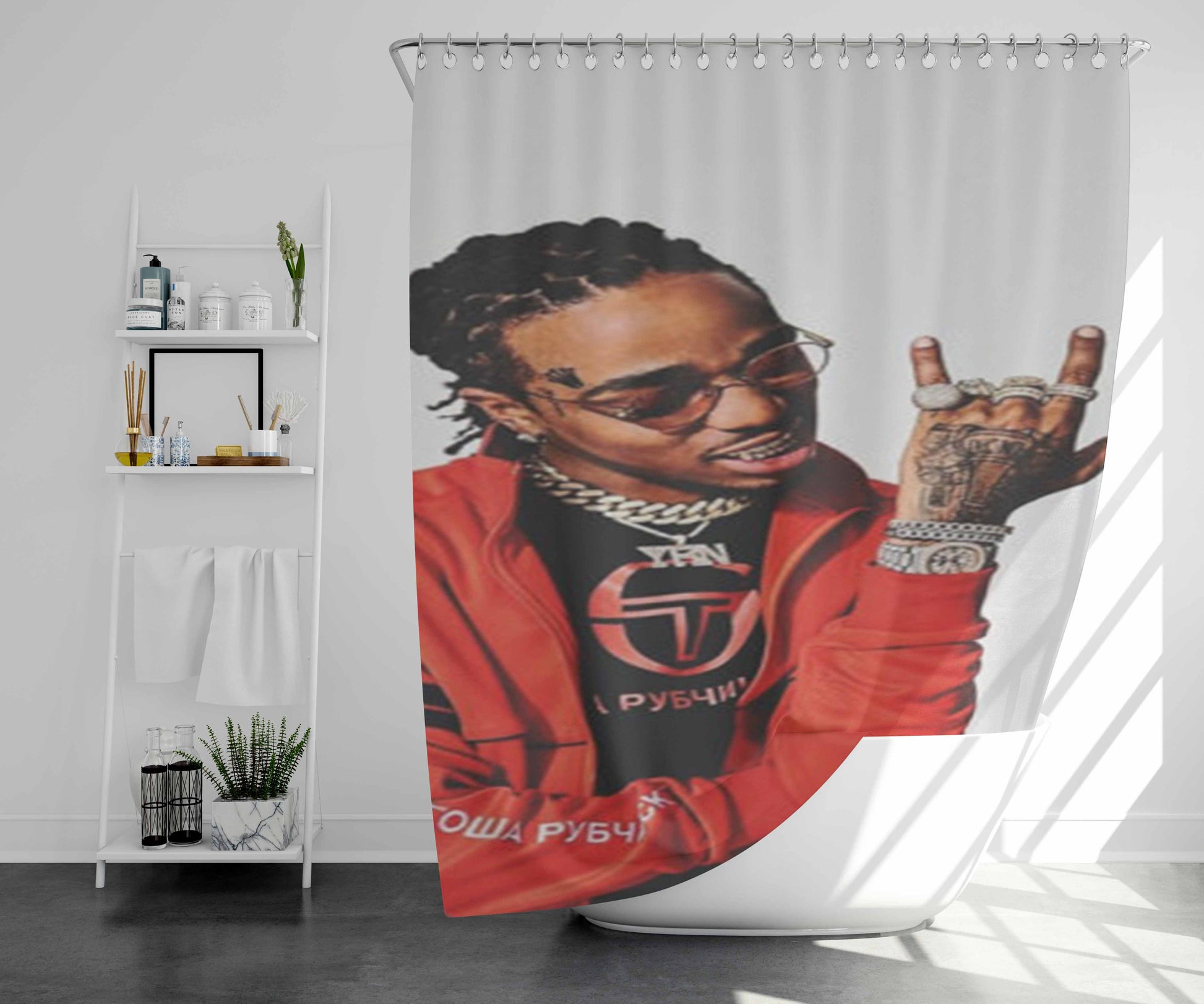 Quavo Migos Culture Bathroom Shower Curtain Fabric Waterproof | 66 X 72 Inch