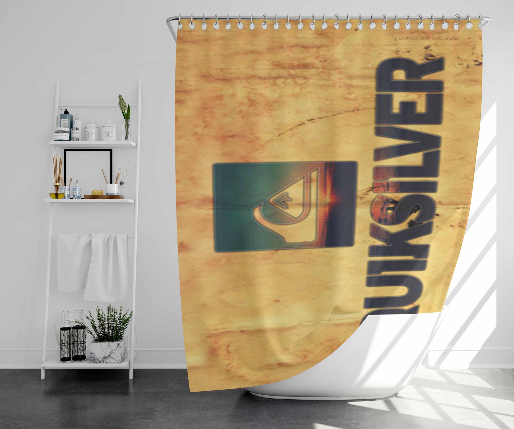 Quiksilver Texture Bathroom Shower Curtain Fabric Waterproof | 66 X 72 Inch