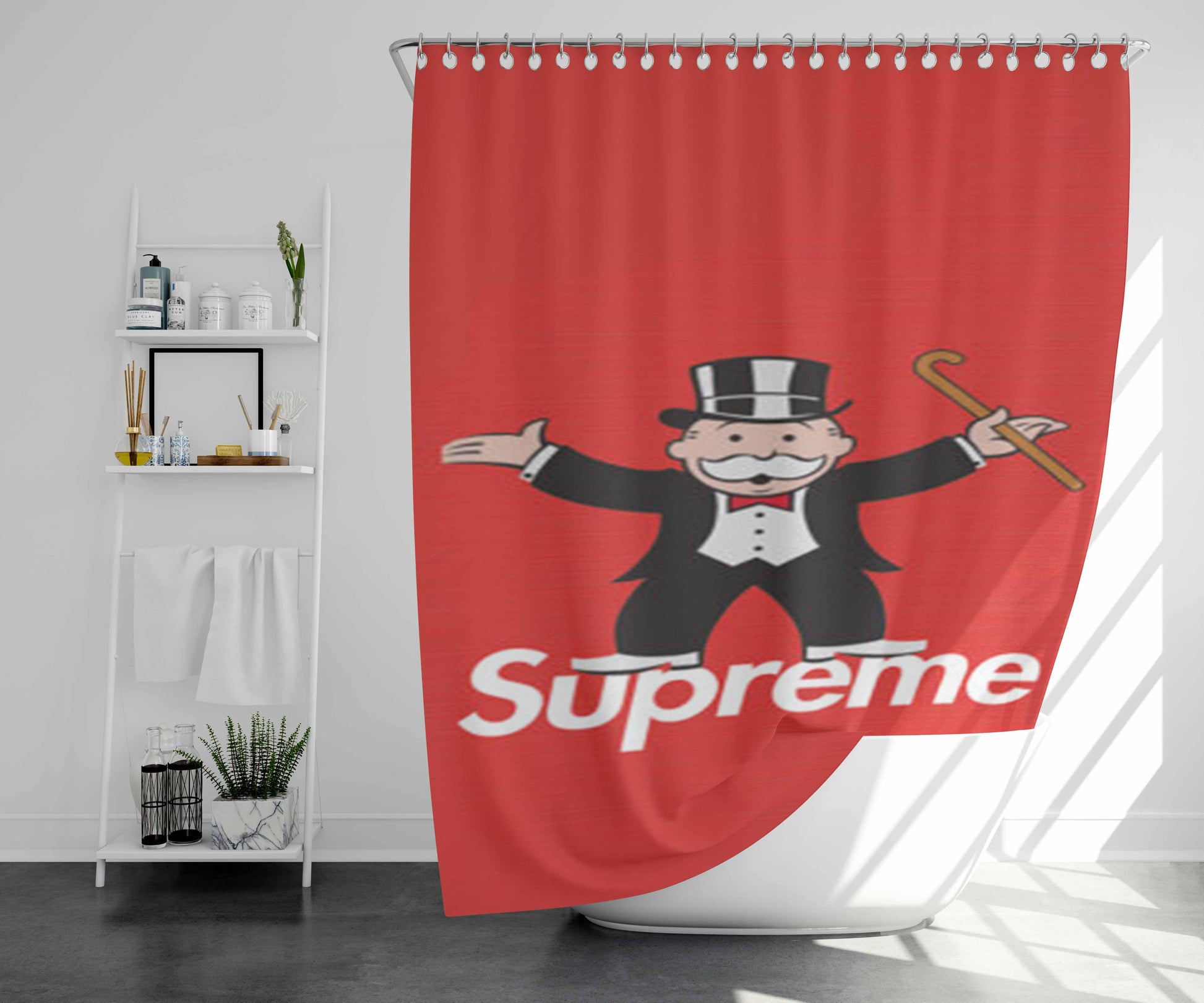 Rich Uncle Pennybags Art Bathroom Shower Curtain Fabric Waterproof | 66 X 72 Inch