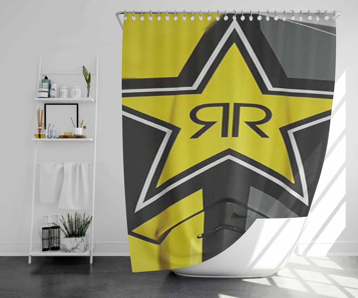 Rockstar Moto Mx Bathroom Shower Curtain Fabric Waterproof | 66 X 72 Inch