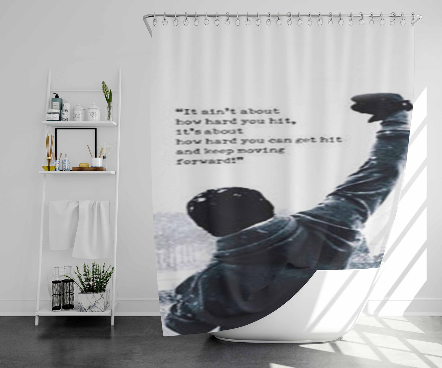 Rocky Balboa Bathroom Shower Curtain Fabric Waterproof | 66 X 72 Inch