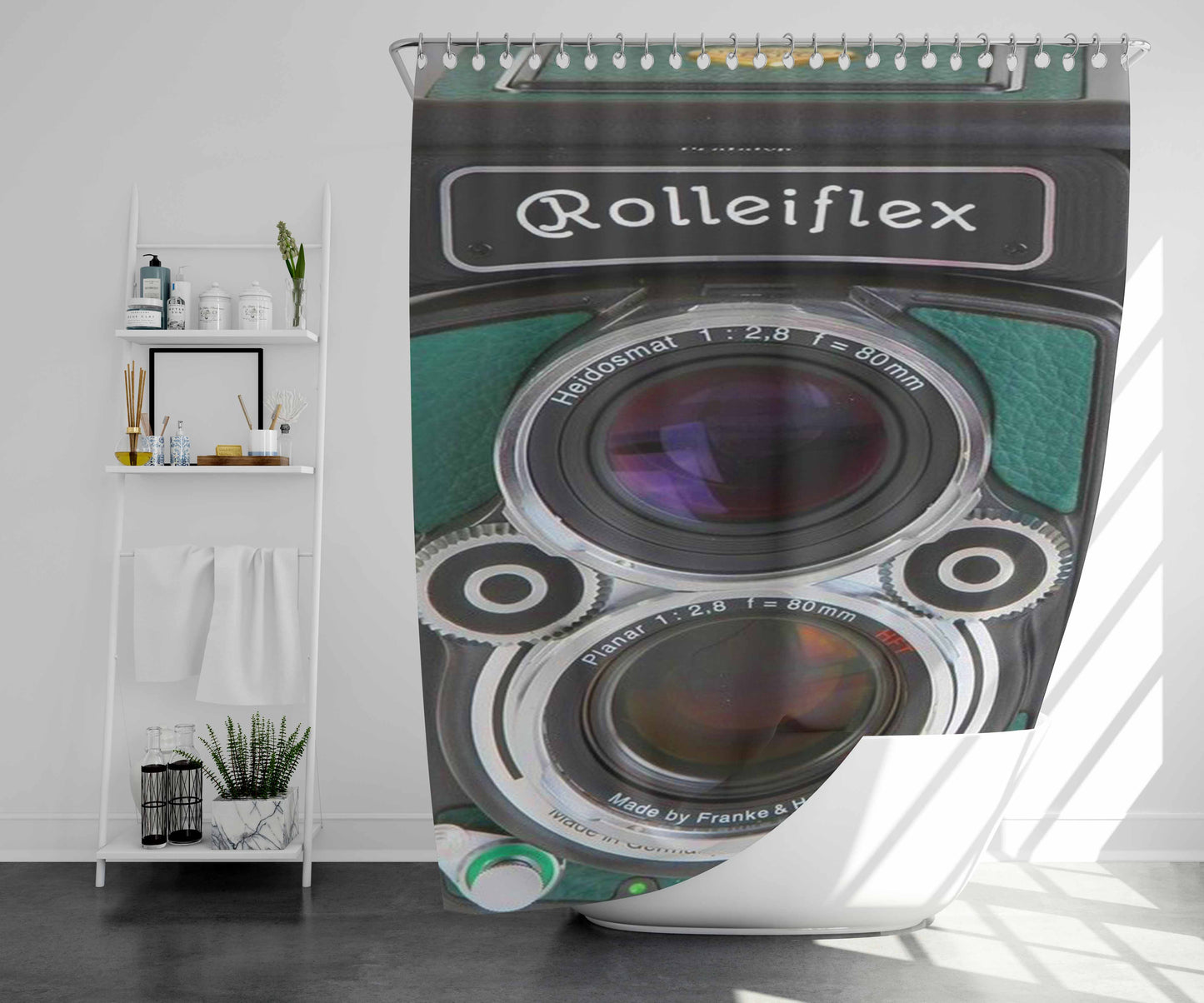 Rolleiflexft Rollei35 Retro Vintage Camera Bathroom Shower Curtain Fabric Waterproof | 66 X 72 Inch