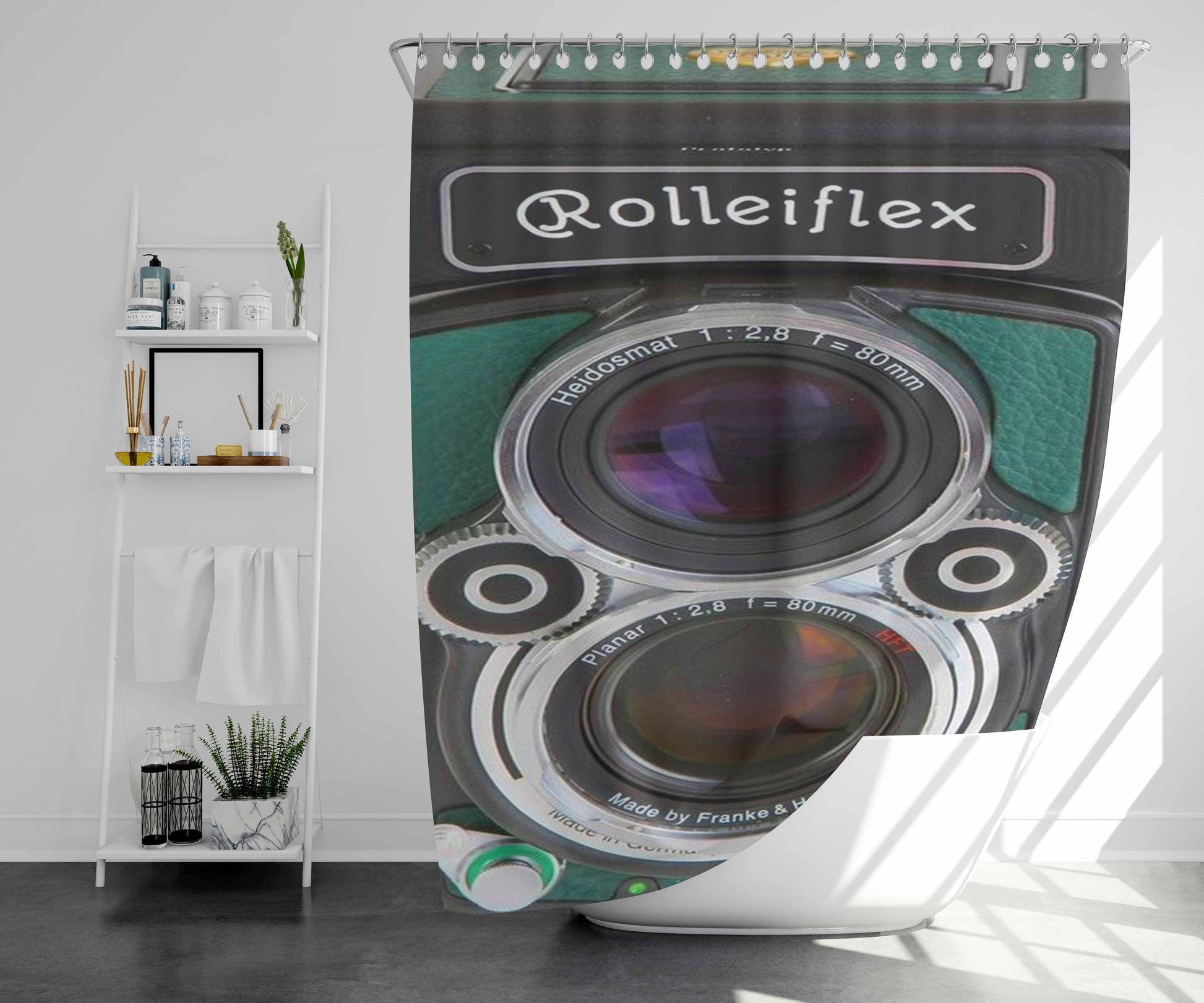 Rolleiflexft Rollei35 Retro Vintage Camera Bathroom Shower Curtain Fabric Waterproof | 66 X 72 Inch