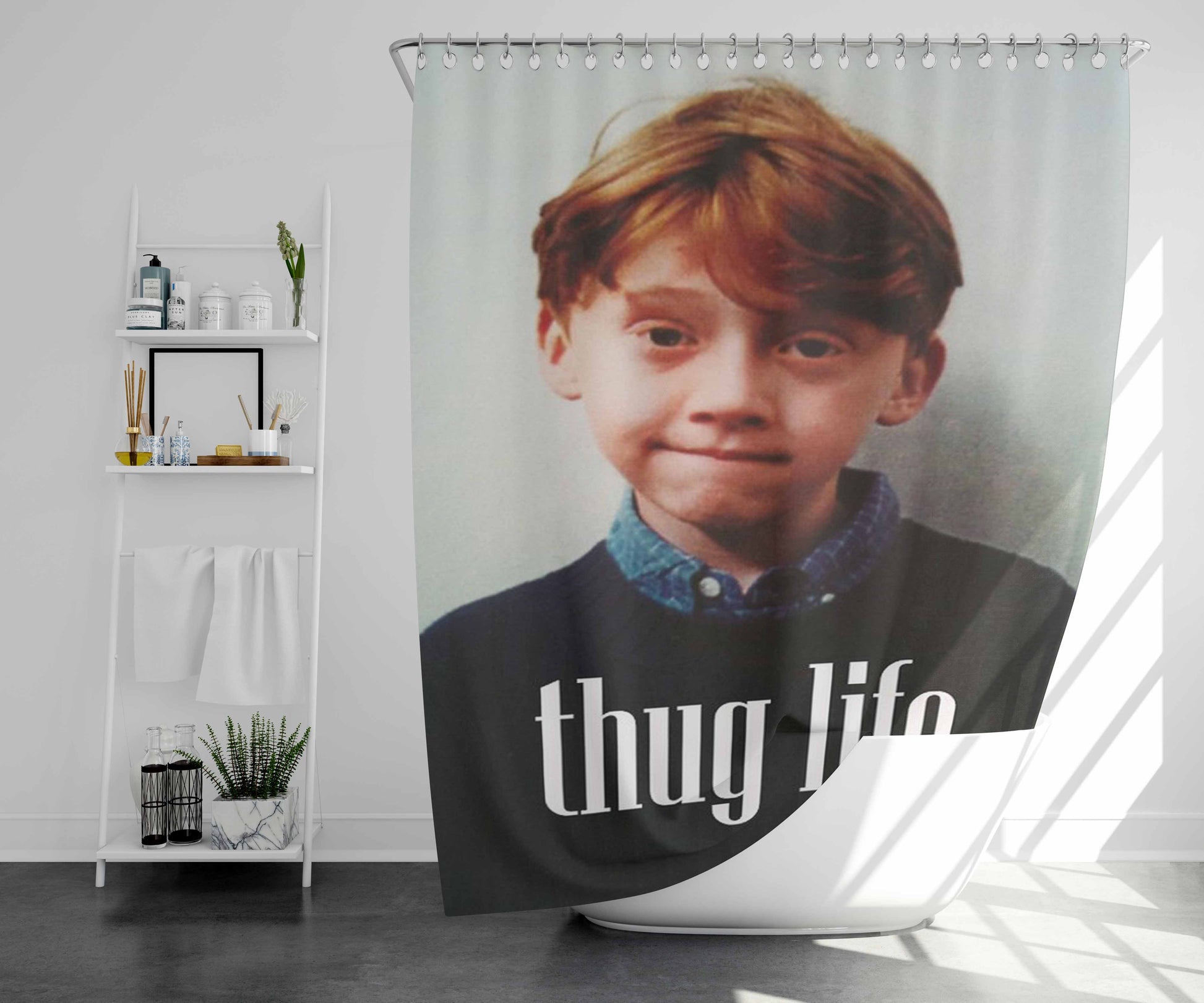 Ron Weasley Thug Life Bathroom Shower Curtain Fabric Waterproof | 66 X 72 Inch