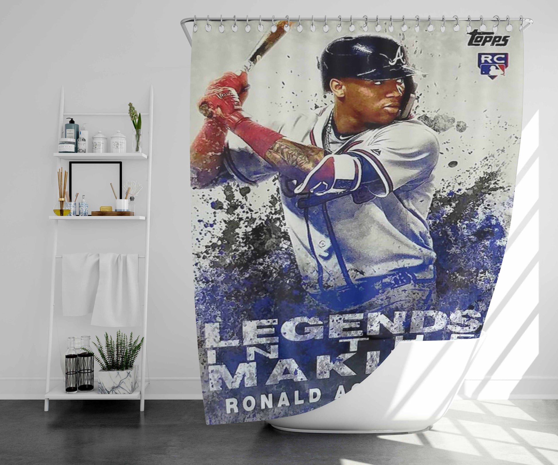 Ronald Acuna Jr Rookie Bathroom Shower Curtain Fabric Waterproof | 66 X 72 Inch