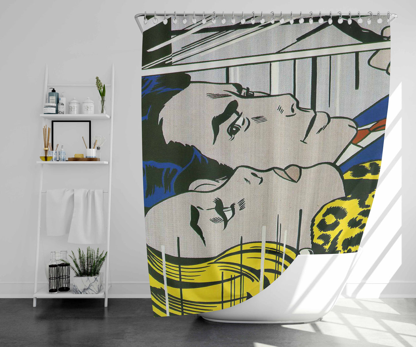 Roy Lichtenstein - Comics Print Bathroom Shower Curtain Fabric Waterproof | 66 X 72 Inch