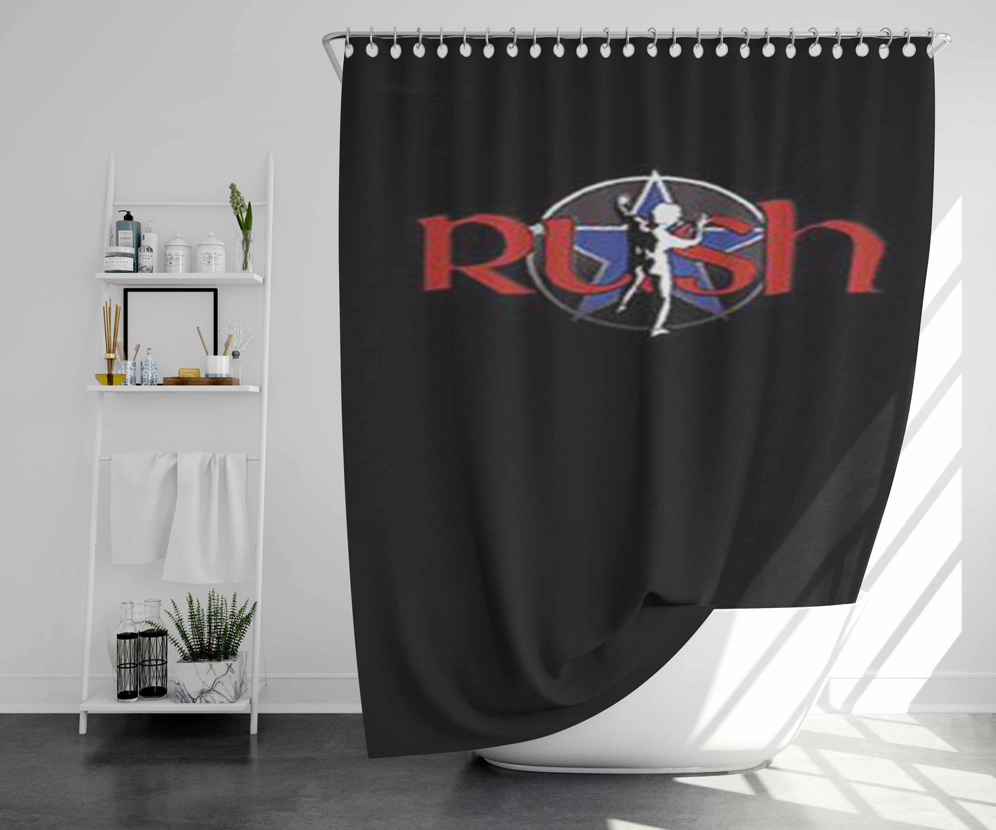 Rush Illustration Bathroom Shower Curtain Fabric Waterproof | 66 X 72 Inch