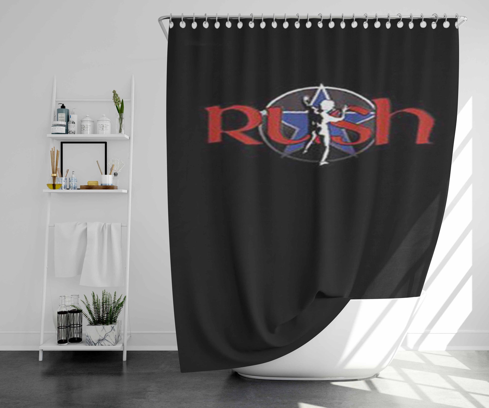 Rush Illustration Bathroom Shower Curtain Fabric Waterproof | 66 X 72 Inch