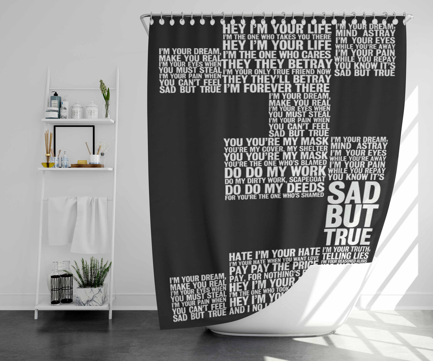 Sad But True Bathroom Shower Curtain Fabric Waterproof | 66 X 72 Inch
