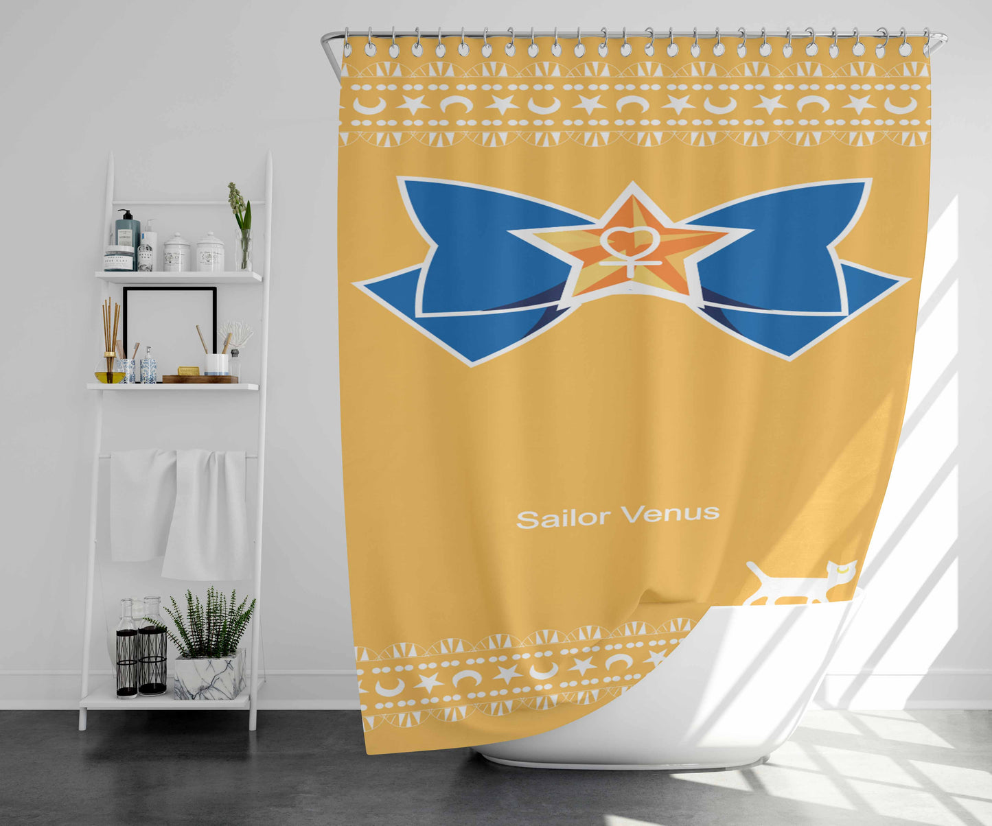 Sailor Venus Orange Bathroom Shower Curtain Fabric Waterproof | 66 X 72 Inch