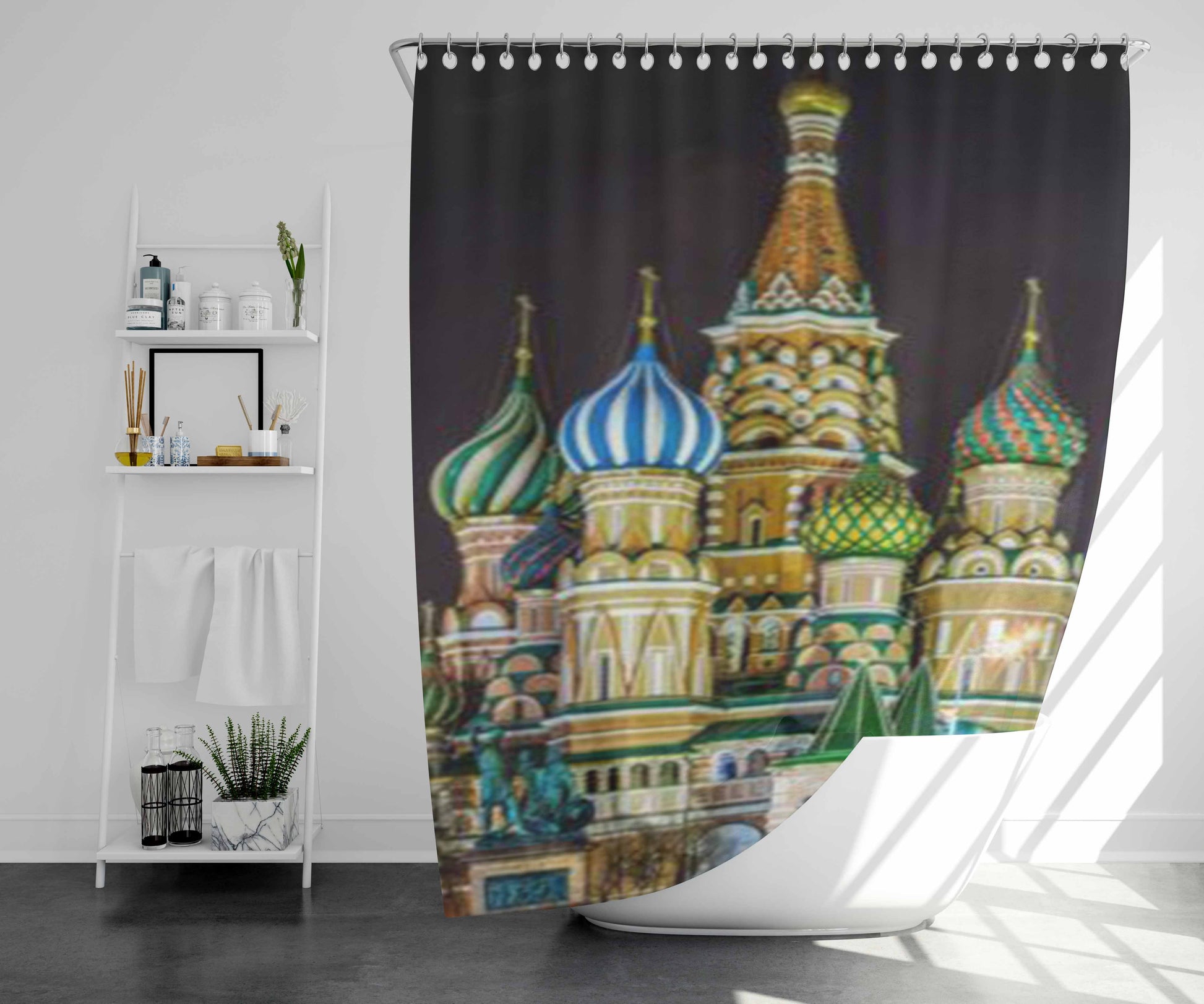 Saint Basils Cathedral Moscow Russia L Bathroom Shower Curtain Fabric Waterproof | 66 X 72 Inch