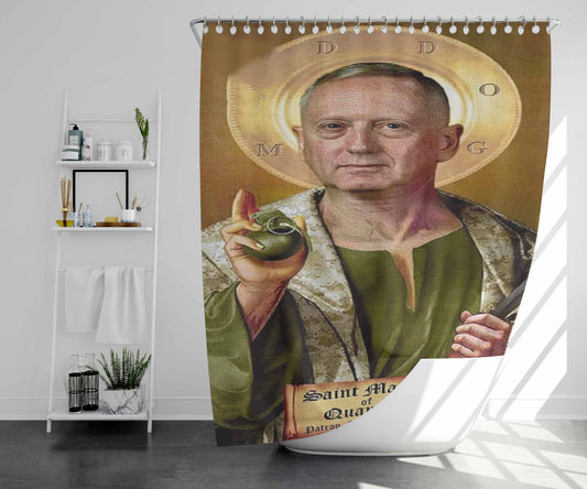 Saint Mattis Of Quantico Bathroom Shower Curtain Fabric Waterproof | 66 X 72 Inch