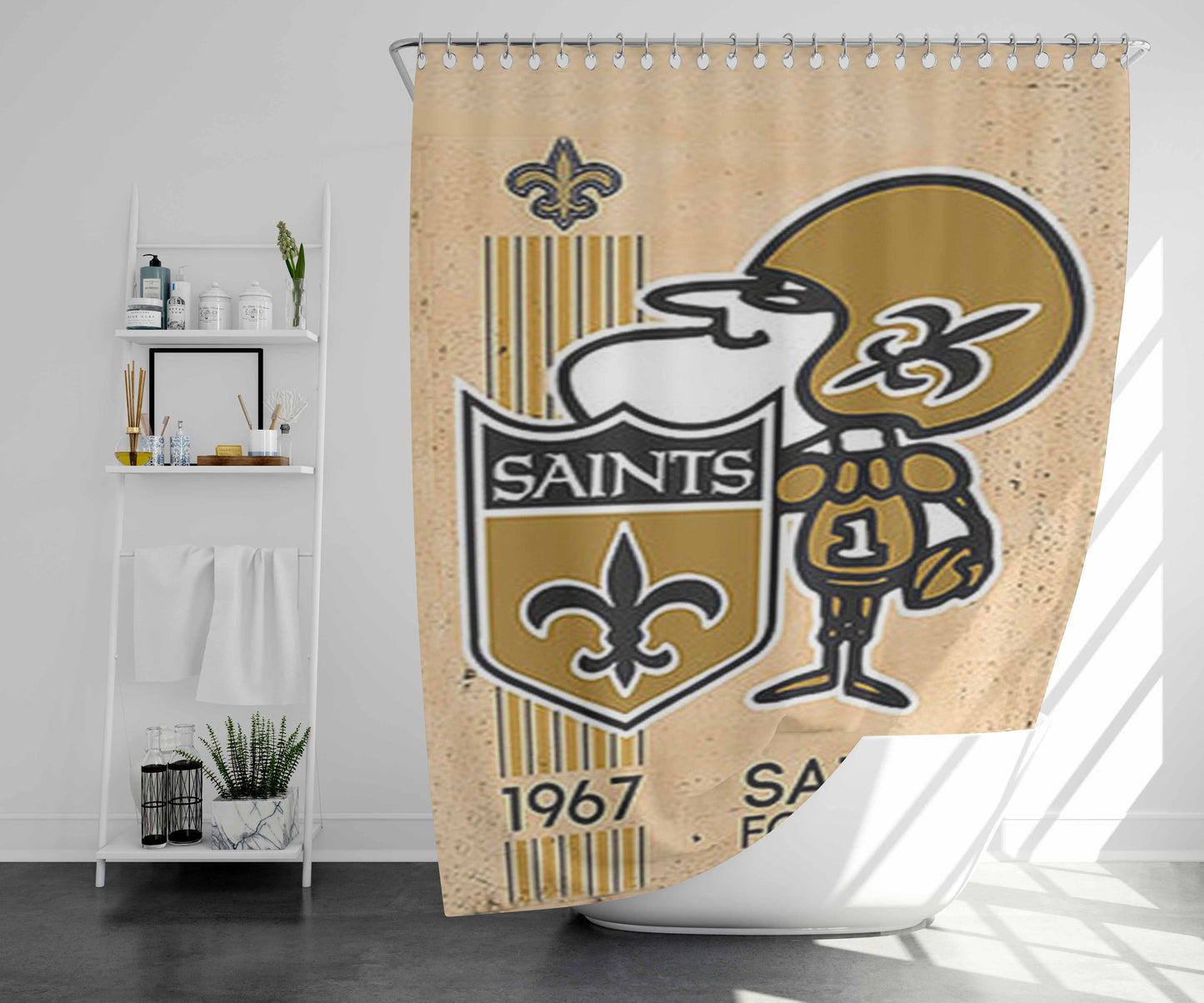 Saints Football Logo Bathroom Shower Curtain Fabric Waterproof | 66 X 72 Inch