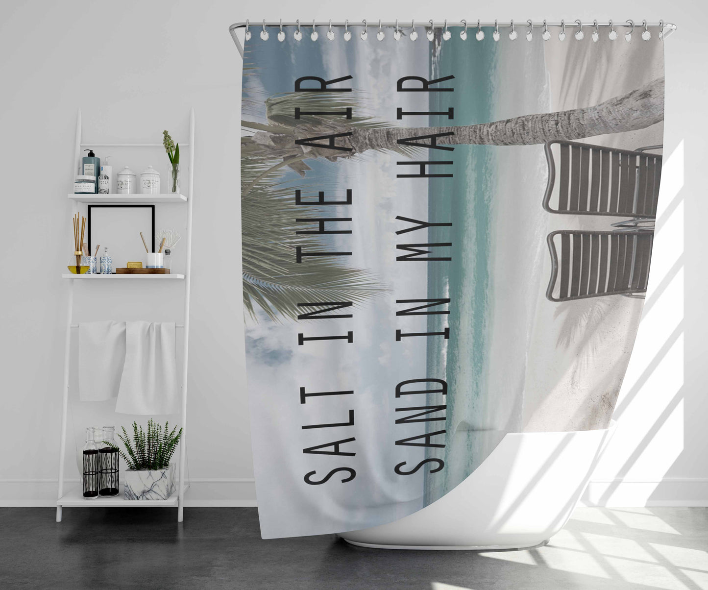 Salt In The Air Sand In My Hair Bathroom Shower Curtain Fabric Waterproof | 66 X 72 Inch