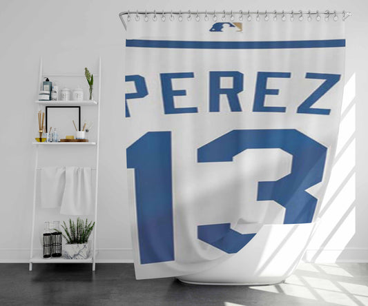 Salvadore Perez Jersey 13 Bathroom Shower Curtain Fabric Waterproof | 66 X 72 Inch