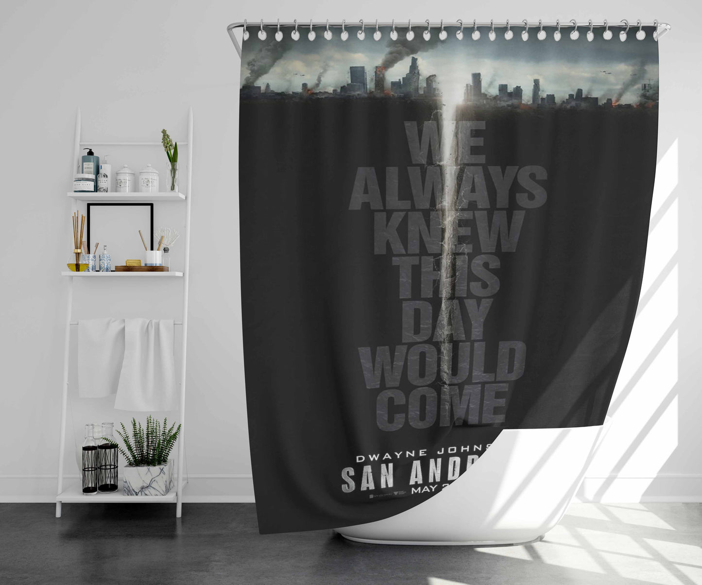 San Andreas Quotes Bathroom Shower Curtain Fabric Waterproof | 66 X 72 Inch