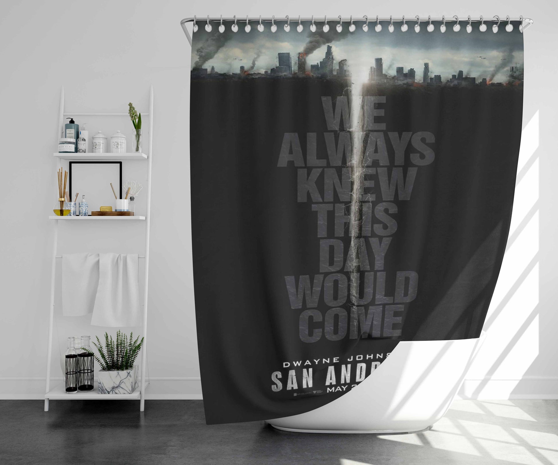San Andreas Quotes Bathroom Shower Curtain Fabric Waterproof | 66 X 72 Inch