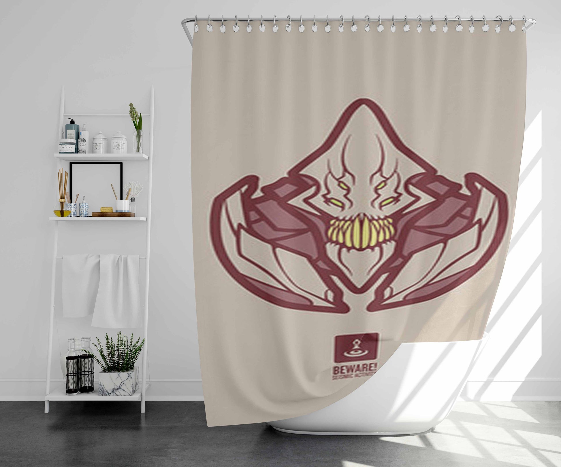 Sand King Minimal Bathroom Shower Curtain Fabric Waterproof | 66 X 72 Inch