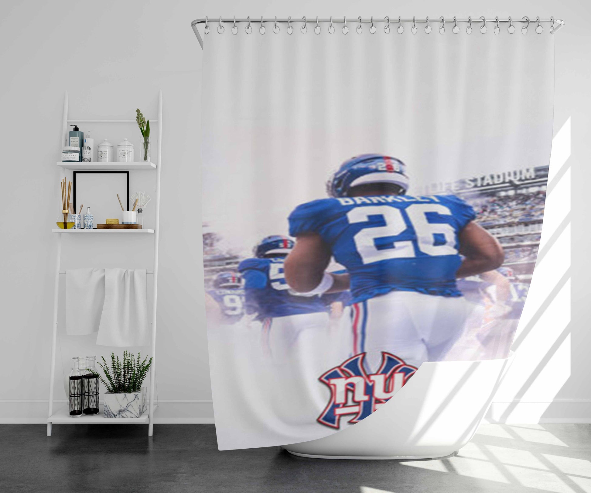 Saquon Barkley Giants Bathroom Shower Curtain Fabric Waterproof | 66 X 72 Inch