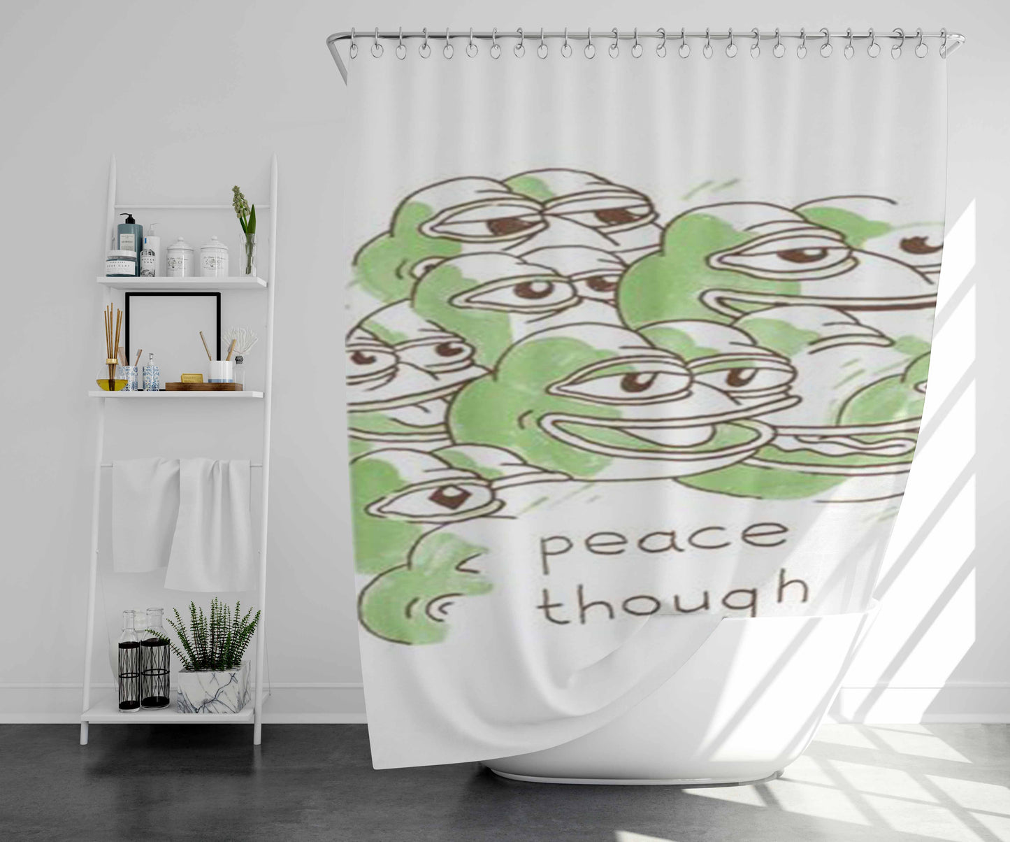 Save Pepe Bathroom Shower Curtain Fabric Waterproof | 66 X 72 Inch