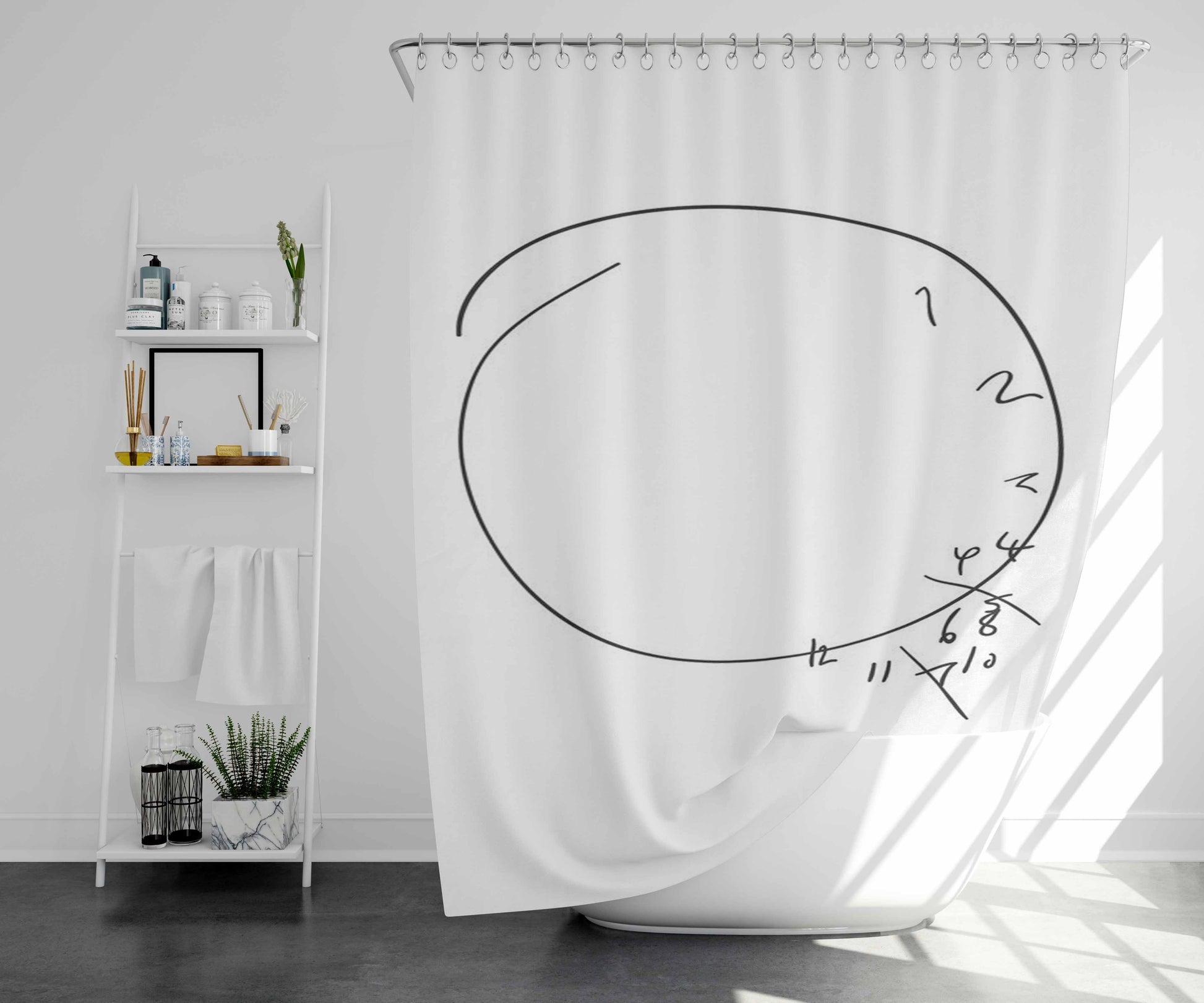Savoureux Hannibal Clock Bathroom Shower Curtain Fabric Waterproof | 66 X 72 Inch