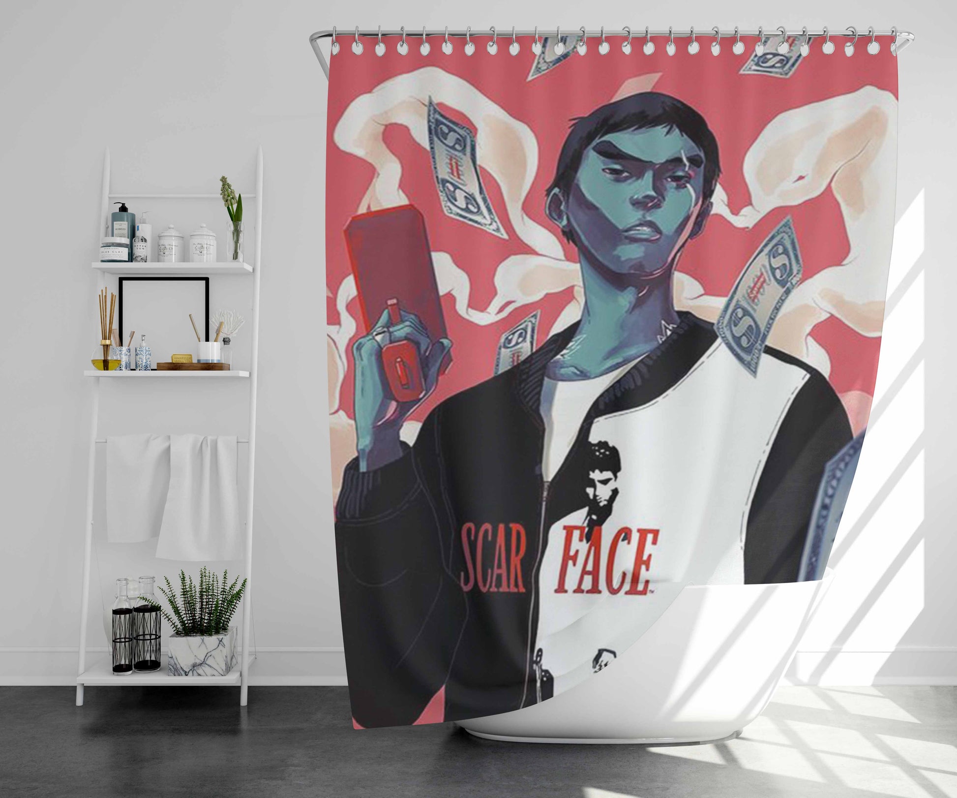 Scar Face Dollar Bathroom Shower Curtain Fabric Waterproof | 66 X 72 Inch
