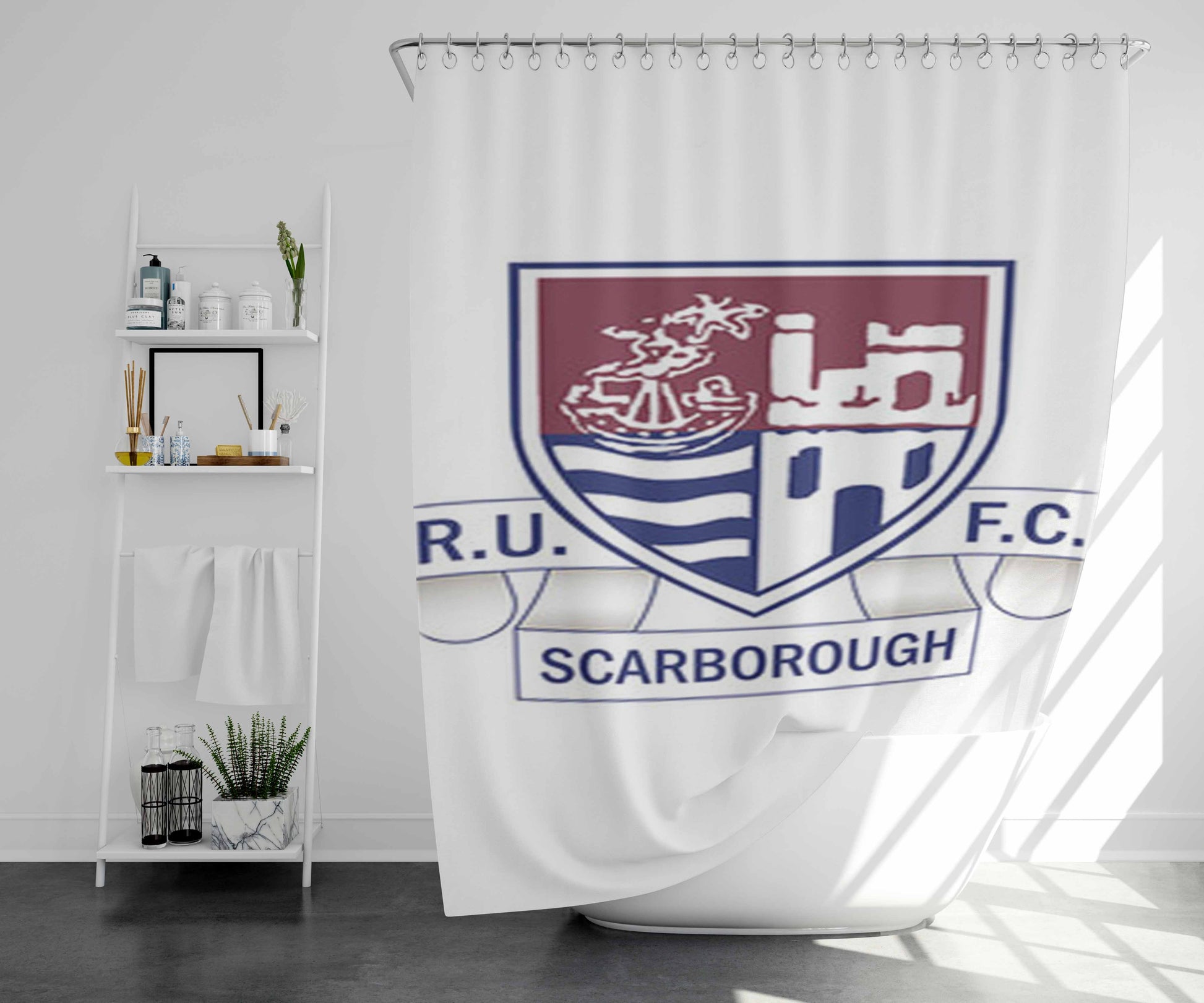 Scarborough Logo Bathroom Shower Curtain Fabric Waterproof | 66 X 72 Inch